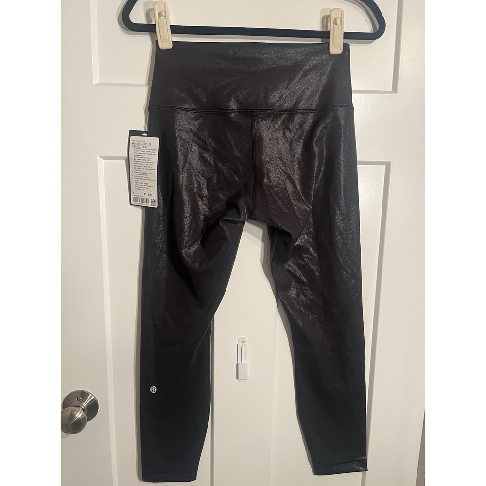 NWT Lululemon Wunder Train HR Tight 25" *Foil Shapeshifter Black Women's Size 8
